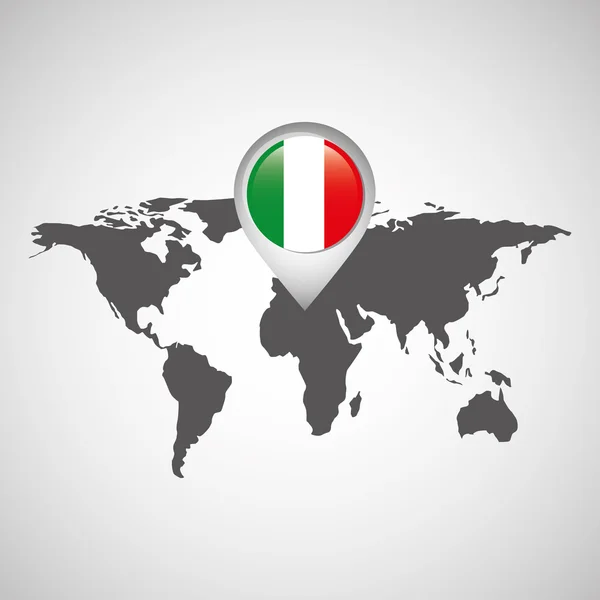 Italia bandera pin mapa diseño — Vector de stock