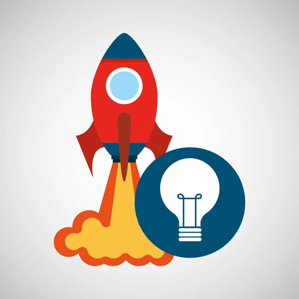 Raketenstart Start-up Geschäftsidee Glühbirne Grafik — Stockvektor