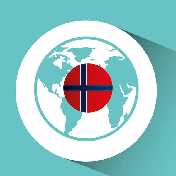 Norway flag pin map design icon — Stock Vector