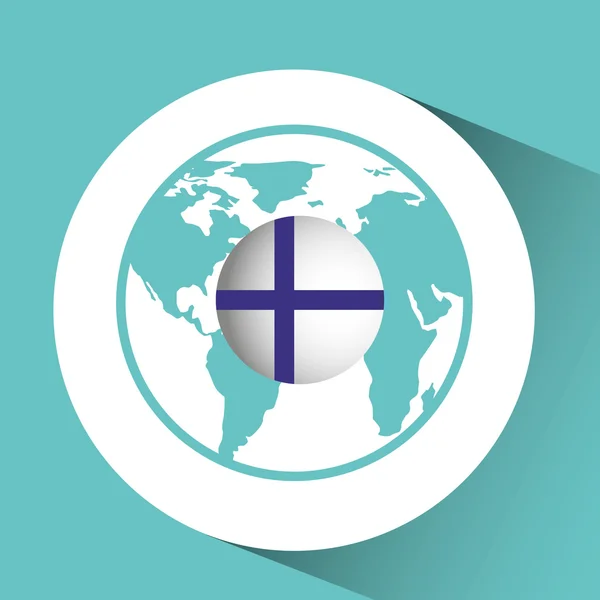 Finland vlag pin kaart ontwerp — Stockvector