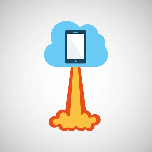 Запуск бізнес хмарного смартфона графічний ізольований — стоковий вектор