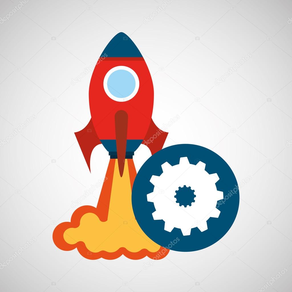 rocket launch start up business gear work graphic