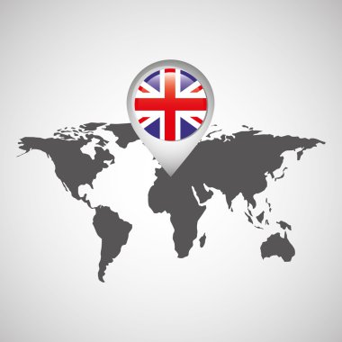 Büyük Britanya bayrağı pin harita tasarım simgesi