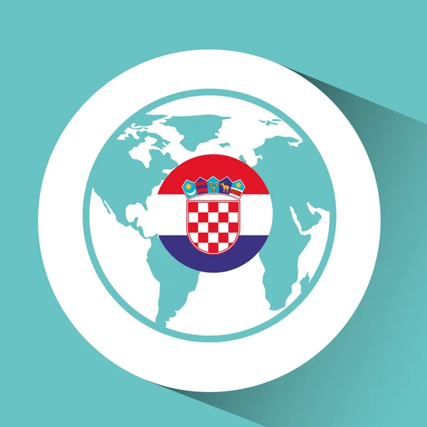 Croatia bandera pin mapa del mundo icono de diseño — Archivo Imágenes Vectoriales