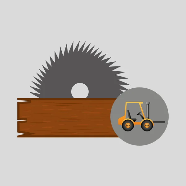 Вилочный погрузчик строительство лесопилки икона графика — стоковый вектор