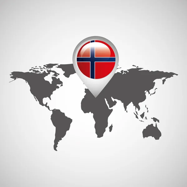 Norway flag pin map design icon — Stock Vector