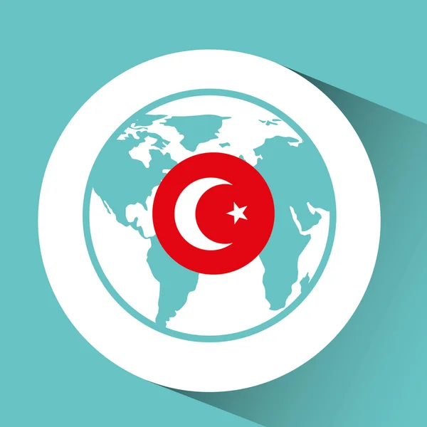 Turkije vlag pin kaart ontwerp — Stockvector