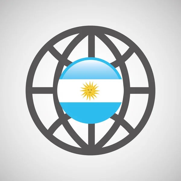 Υδρόγειο σφαίρα, σημαία Αργεντινής χώρα κουμπί γραφικών — Διανυσματικό Αρχείο