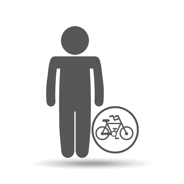 Silueta hombre icono bicicleta deporte diseño — Vector de stock