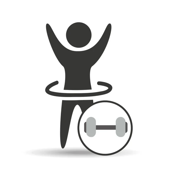 Man hand up silhouette with barbell icon design — Stock Vector