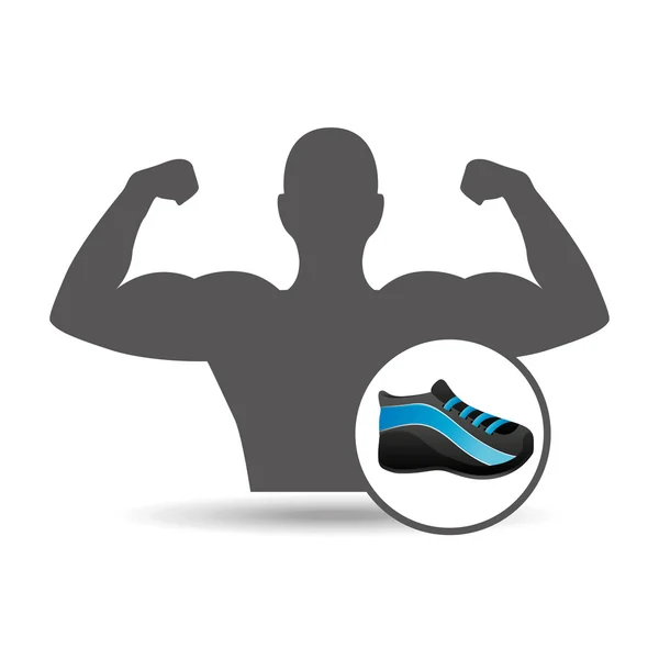 Fitness silhouet sneaker sportschool afbeelding — Stockvector