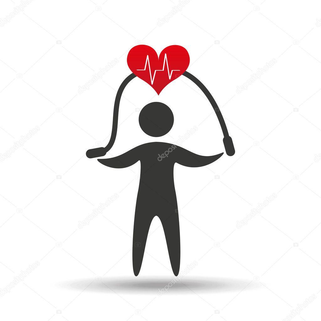 athlete silhouette heart jump rope