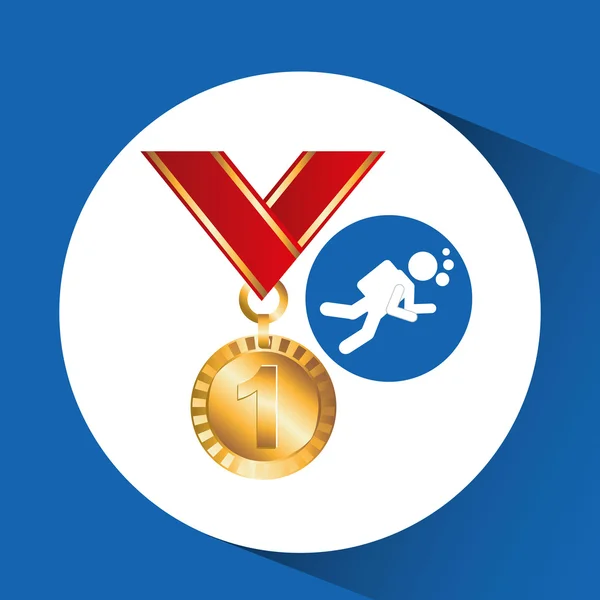 Extreme sport avatar duiken en medaille — Stockvector