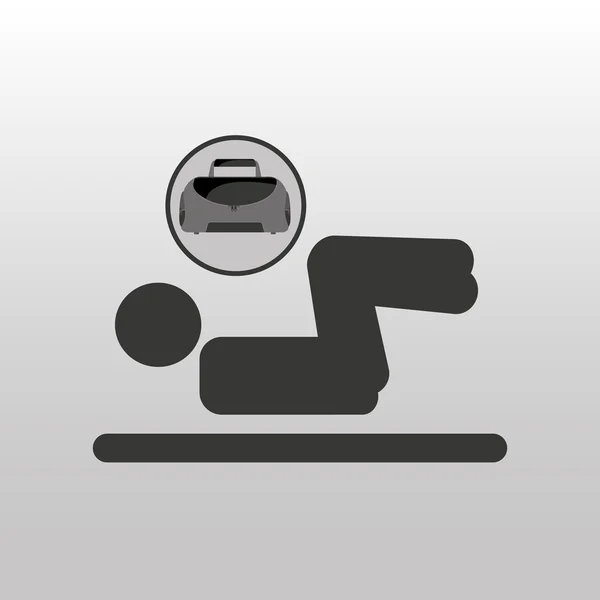 Fitness sport bag icon man abs design — Stock Vector