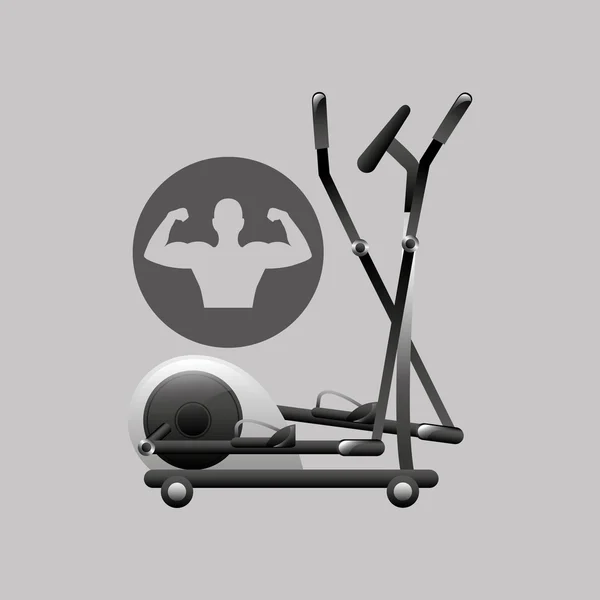 Silueta de fitness máquina elíptica gimnasio gráfico — Vector de stock