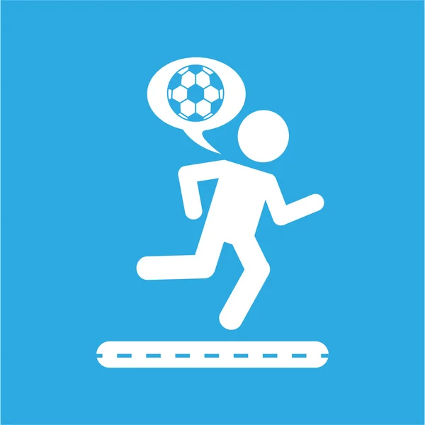 Hombre silueta corriendo con pelota icono de fútbol — Vector de stock