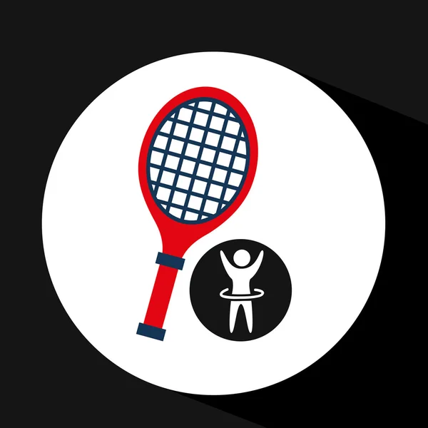 Gelukkig man silhouet racket tennis sport pictogram plat — Stockvector