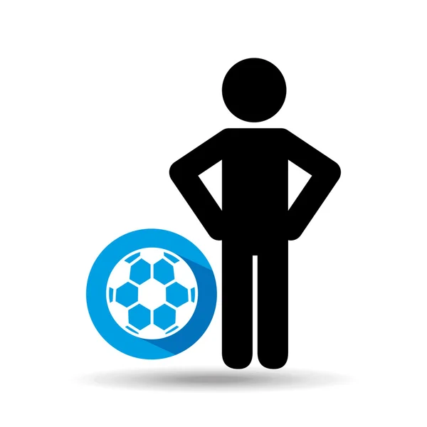 Man handen op taille met voetbal bal pictogram — Stockvector