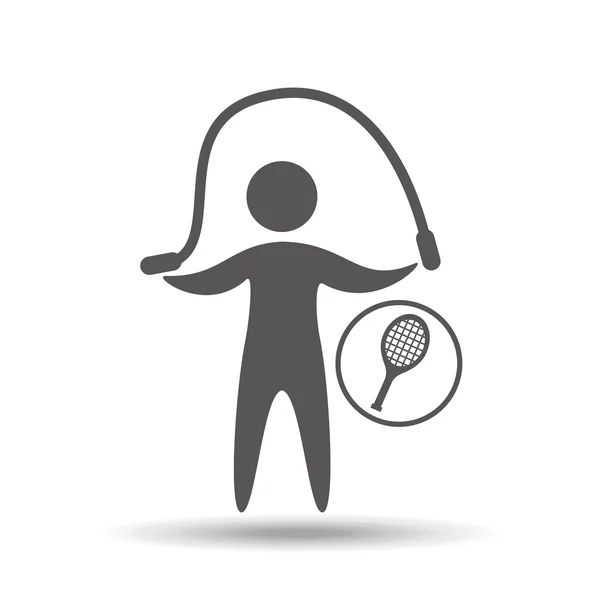 Man silhouet racket tennis en sprong ontwerp — Stockvector