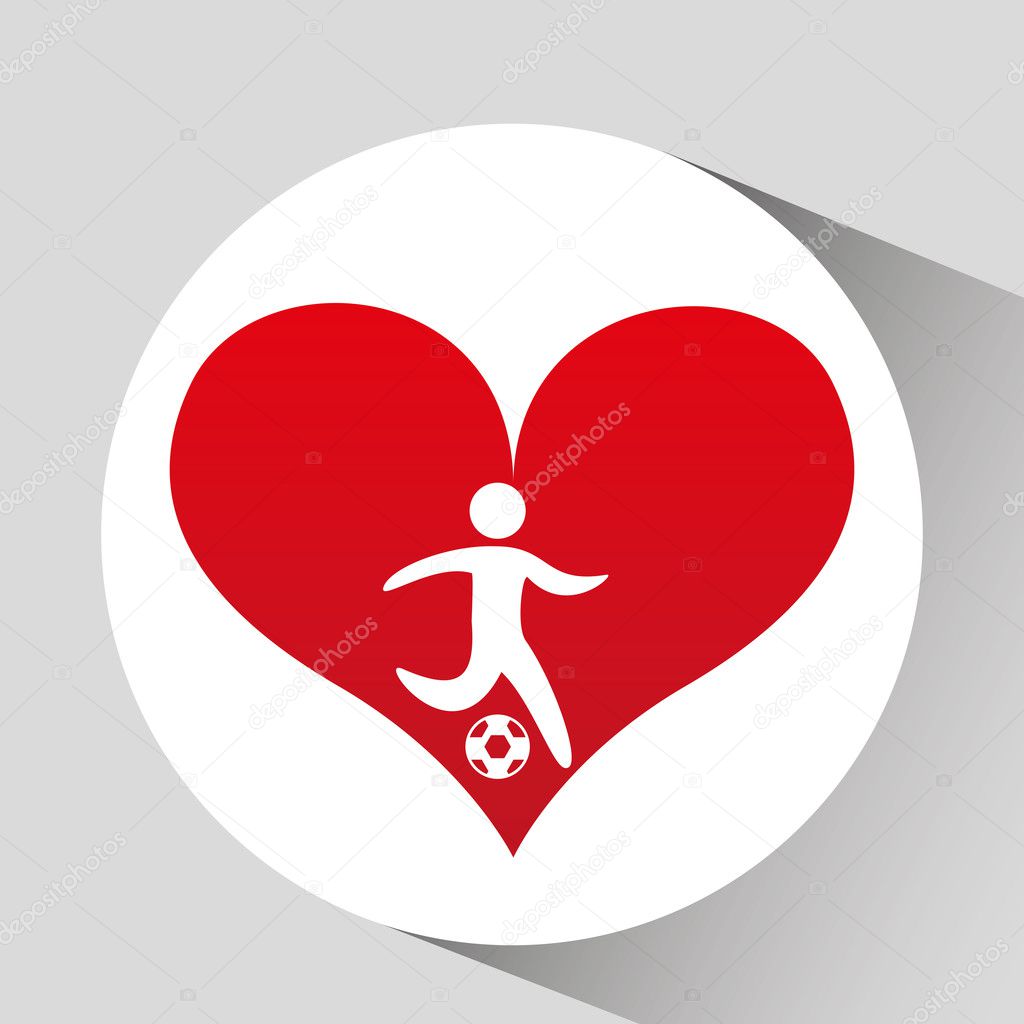 athlete silhouette football heart beat graphic