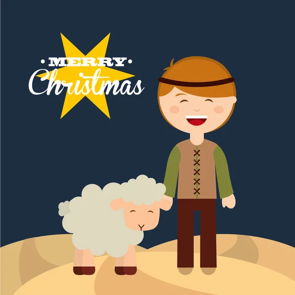 Gelukkig merry christmas manger karakter — Stockvector