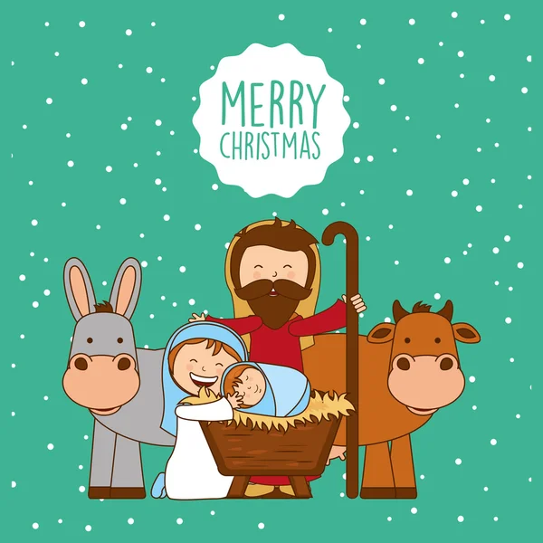 Gelukkig merry christmas manger karakter — Stockvector