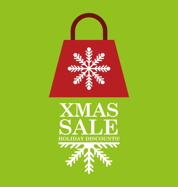 Merry christmas verkoop met boodschappentas — Stockvector