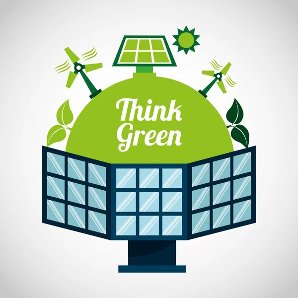 Pensar ícones ecológicos verdes —  Vetores de Stock