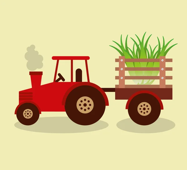 Granja tractor con verduras — Vector de stock