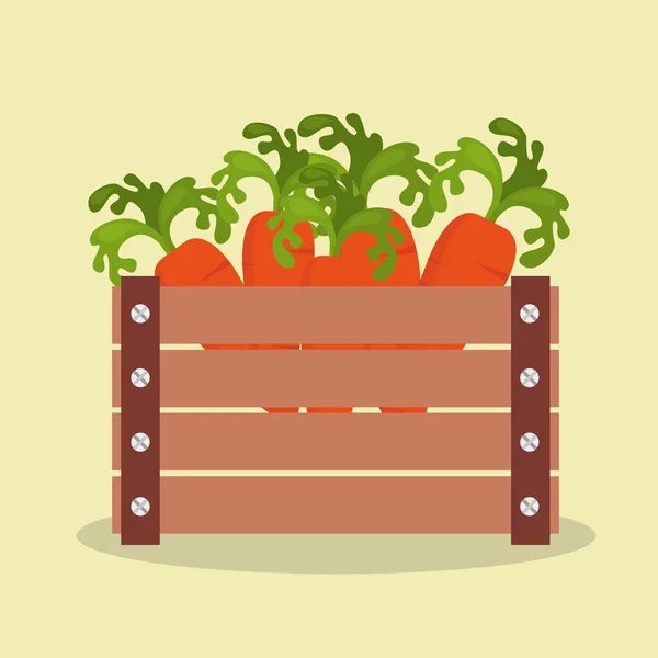Gemüse im Korb hölzerne Symbol — Stockvektor