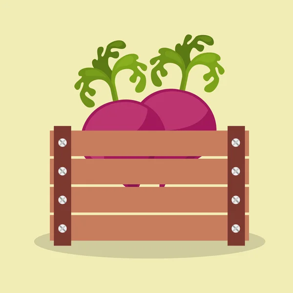 Verduras en la cesta icono de madera — Archivo Imágenes Vectoriales