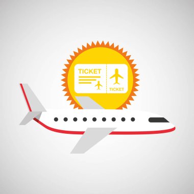 uçak beyaz güneş sembolü seyahat bilet tasarım grafik