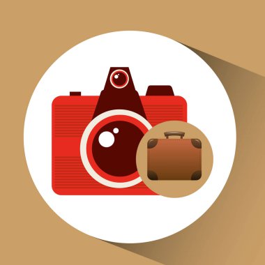 bavul vintage fotoğraf makinesi photograpy. seyahat konsept tasarım grafiği
