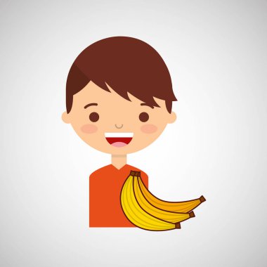 çocuk çizgi film muz simgesi tasarım gülümseyen