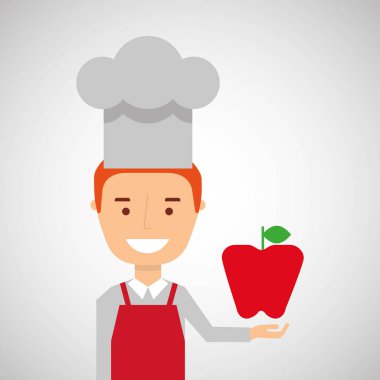 neşeli Şef taze elma grafik