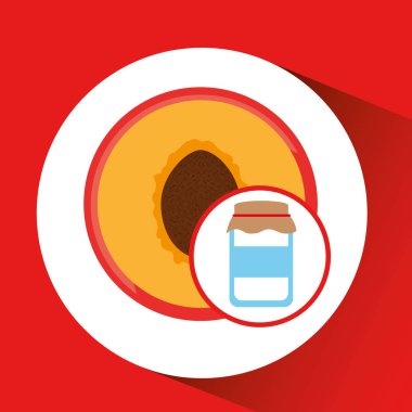 Şirin mavi şeftali reçeli grafikli kavanoz