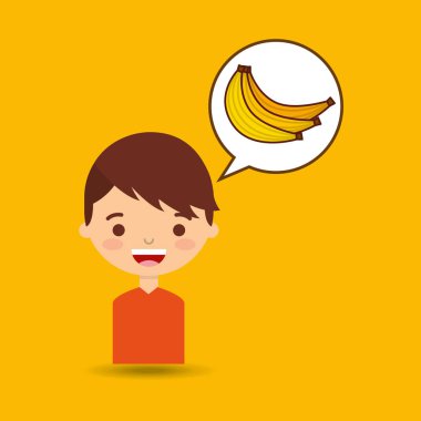 çocuk çizgi film muz simgesi tasarım gülümseyen