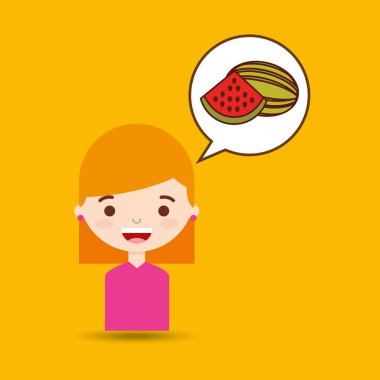 sevimli kız çizgi film karpuz sağlık grafiği