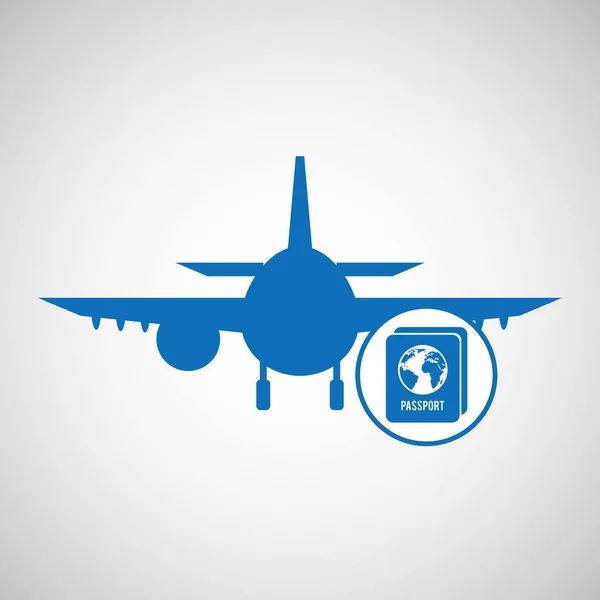 Concepto de viaje. identidad del pasaporte. silueta plano azul. diseño — Vector de stock
