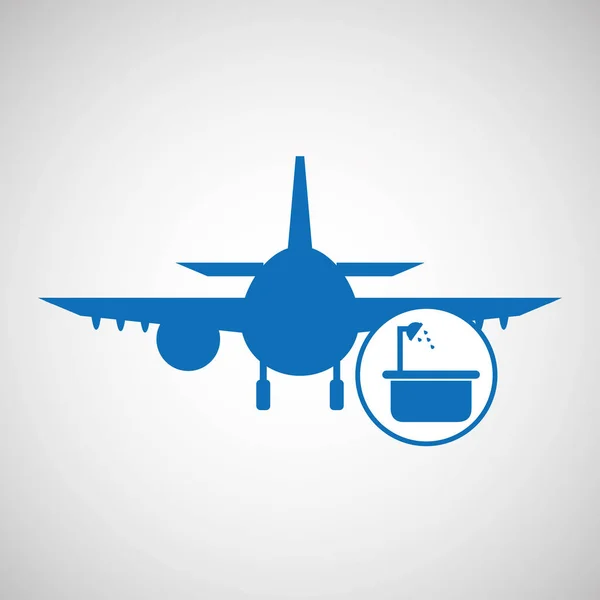 Concept de voyage. hôtel de service. avion bleu silhouette. design gra — Image vectorielle