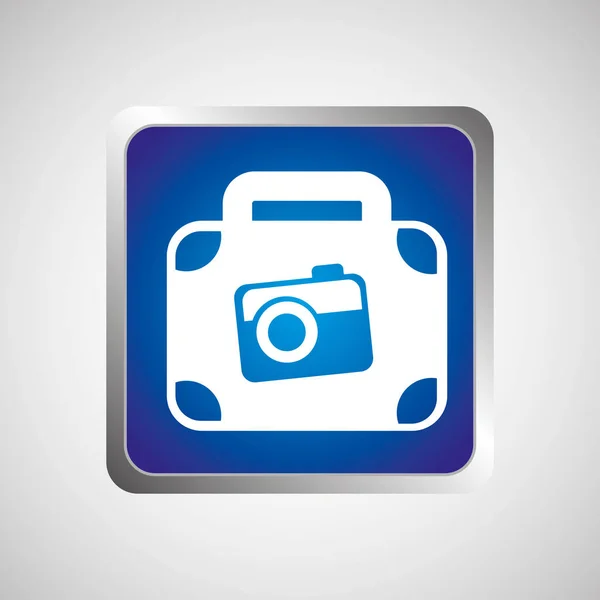 Begreppet reser resväska och kameran ikonen knappen design grafiska — Stock vektor