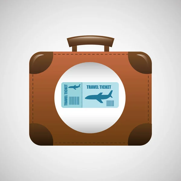 Begreppet reser resväska vintage och biljetter plan design grafiska — Stock vektor