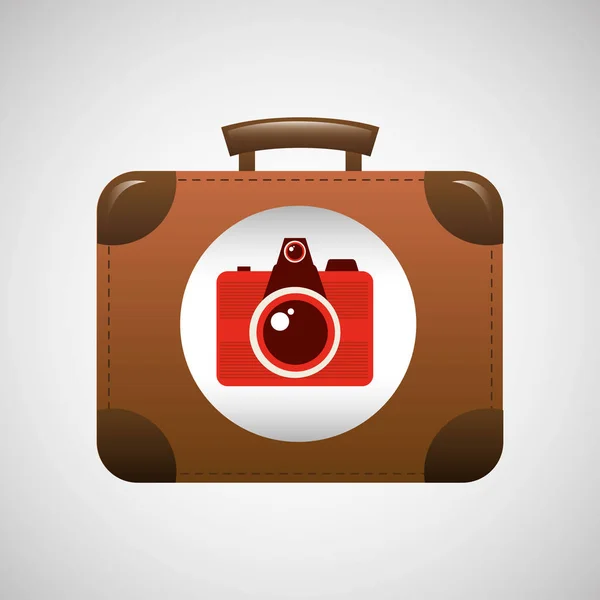 सूटकेस विंटेज कैमरा फोटोग्राफी। यात्रा अवधारणा डिजाइन ग्राफी — स्टॉक वेक्टर