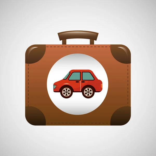Valise vintage et véhicule automobile symbole conception de voyage graphique — Image vectorielle