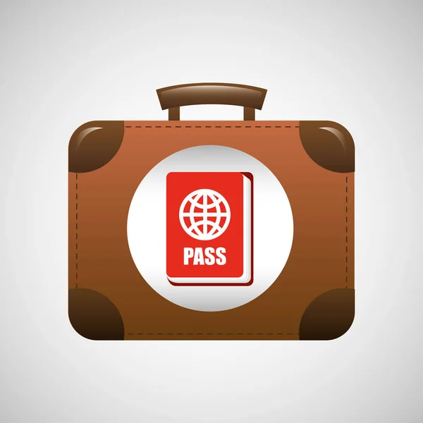 Паспорт чемодан винтажные путешествия символ дизайна графики — стоковый вектор