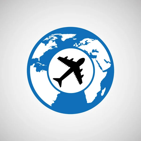 Traveling world airport plane design graphic — Stock Vector