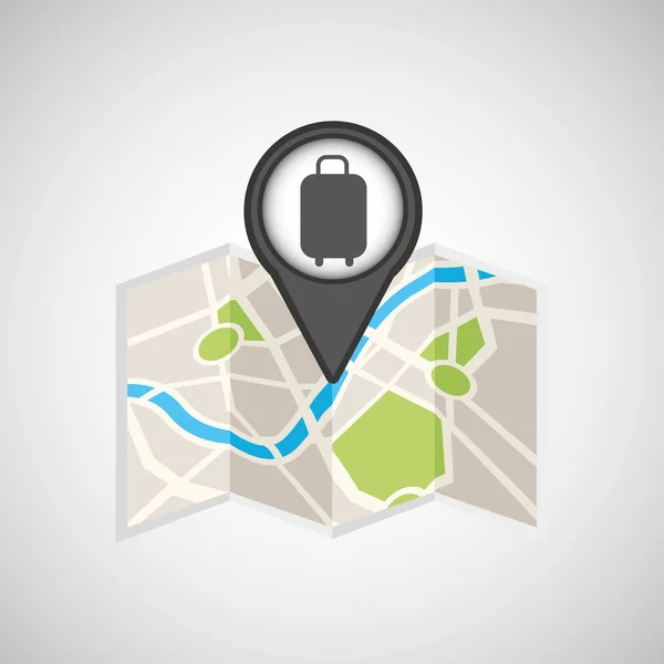 Viaje concepto ubicación mapa maleta pin diseño gráfico — Archivo Imágenes Vectoriales