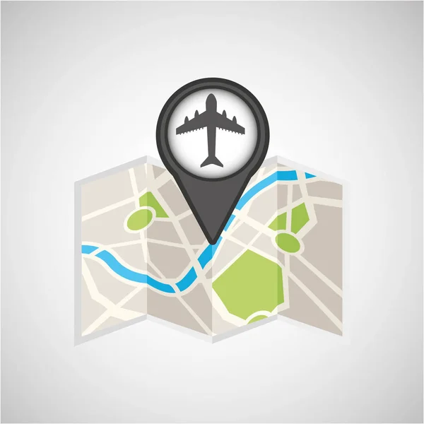 Concetto di viaggio posizione mappa aeroporto pin design grafico — Vettoriale Stock