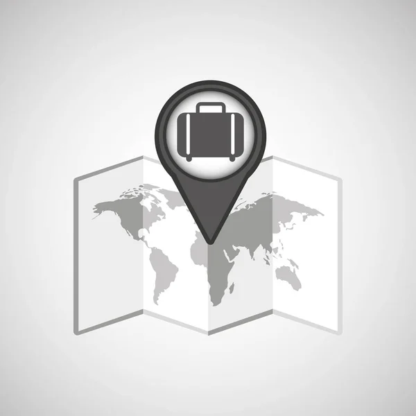 Concepto de viaje ubicación mapa equipaje diseño gráfico — Vector de stock