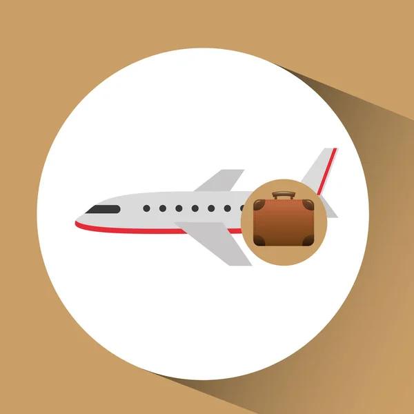 Suitcase vintage travel airplane concept design graphic — Stock Vector